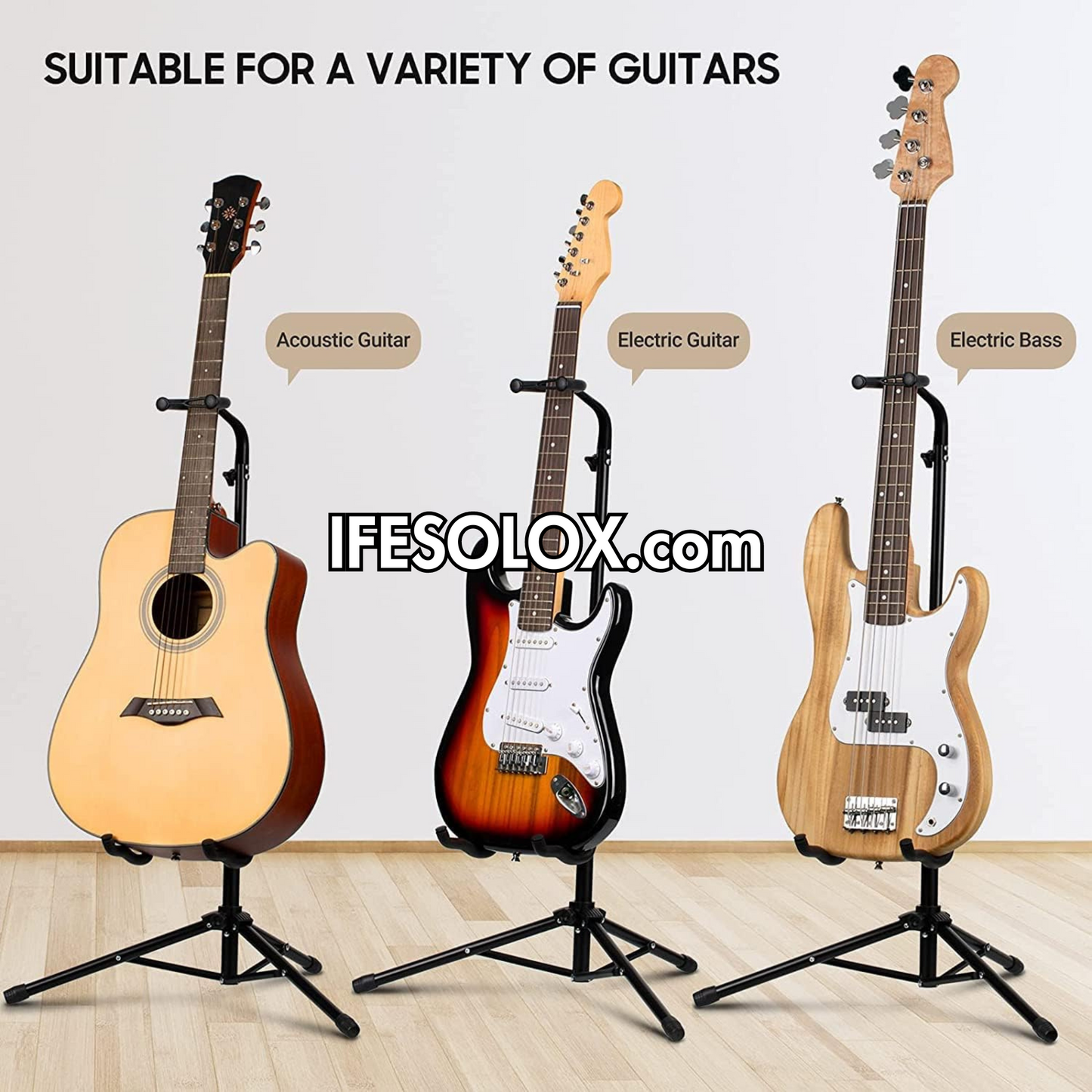 SLX Universal Guitar Stand with Neck Holder for Acoustic, Bass and Electric Guitars - Brand New