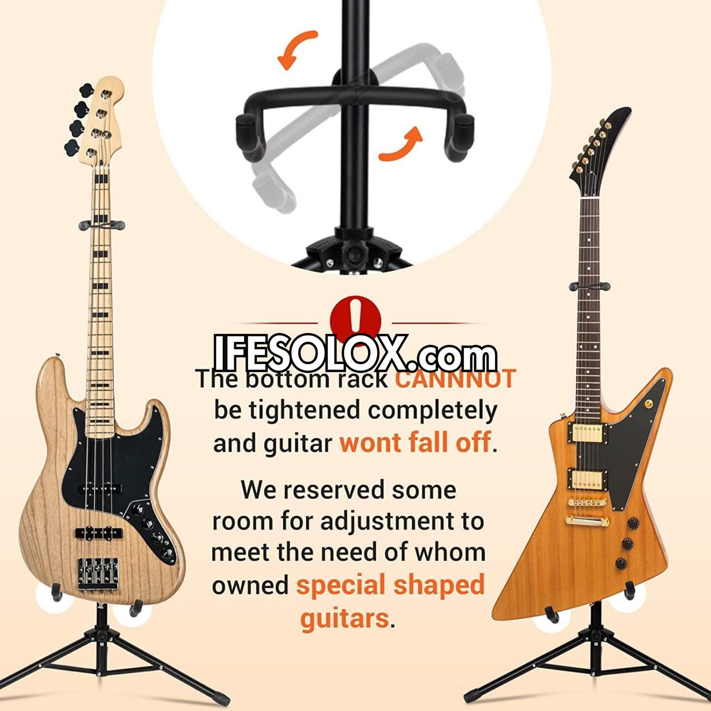SLX Universal Guitar Stand with Neck Holder for Acoustic, Bass and Electric Guitars - Brand New