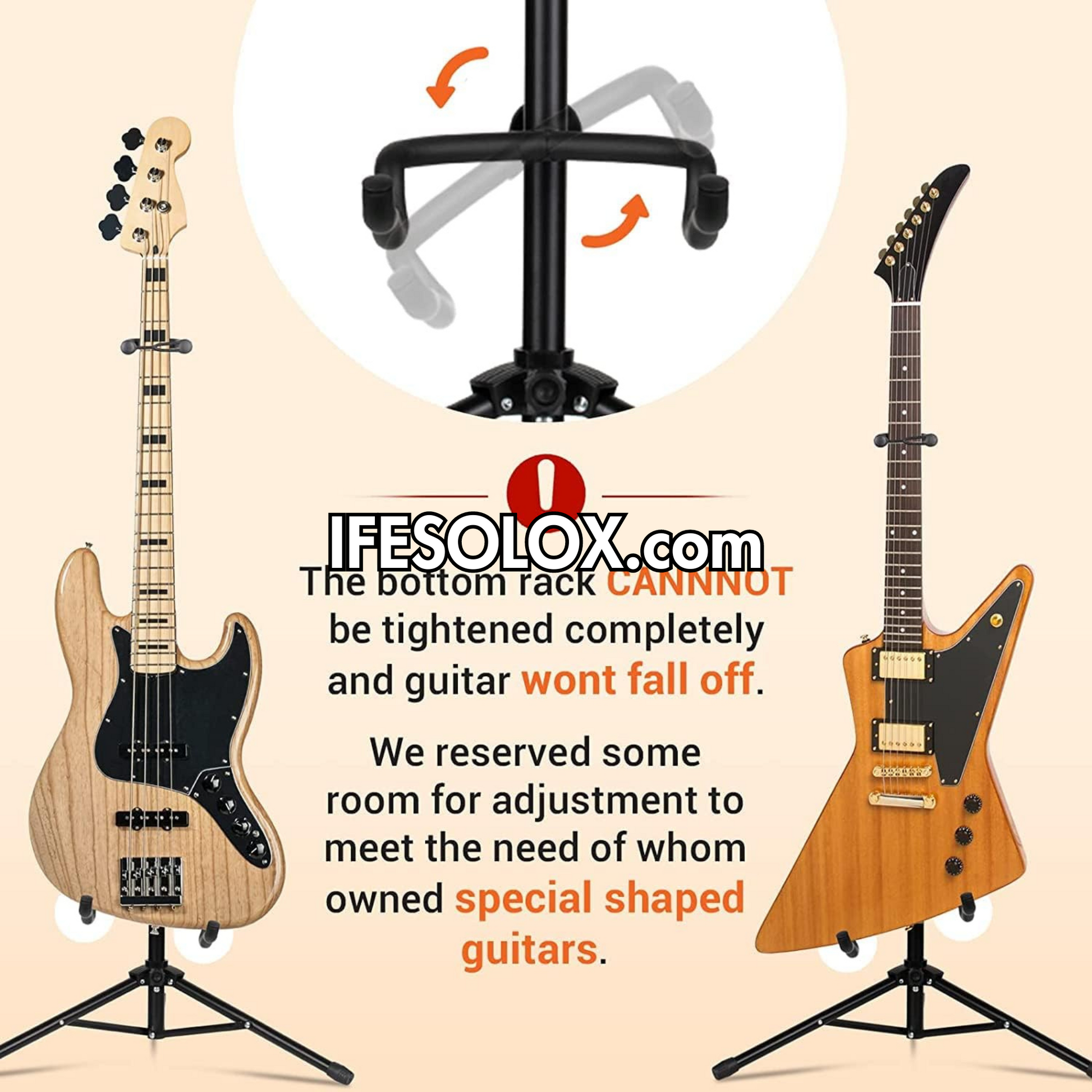SLX Universal Guitar Stand with Neck Holder for Acoustic, Bass and Electric Guitars - Brand New
