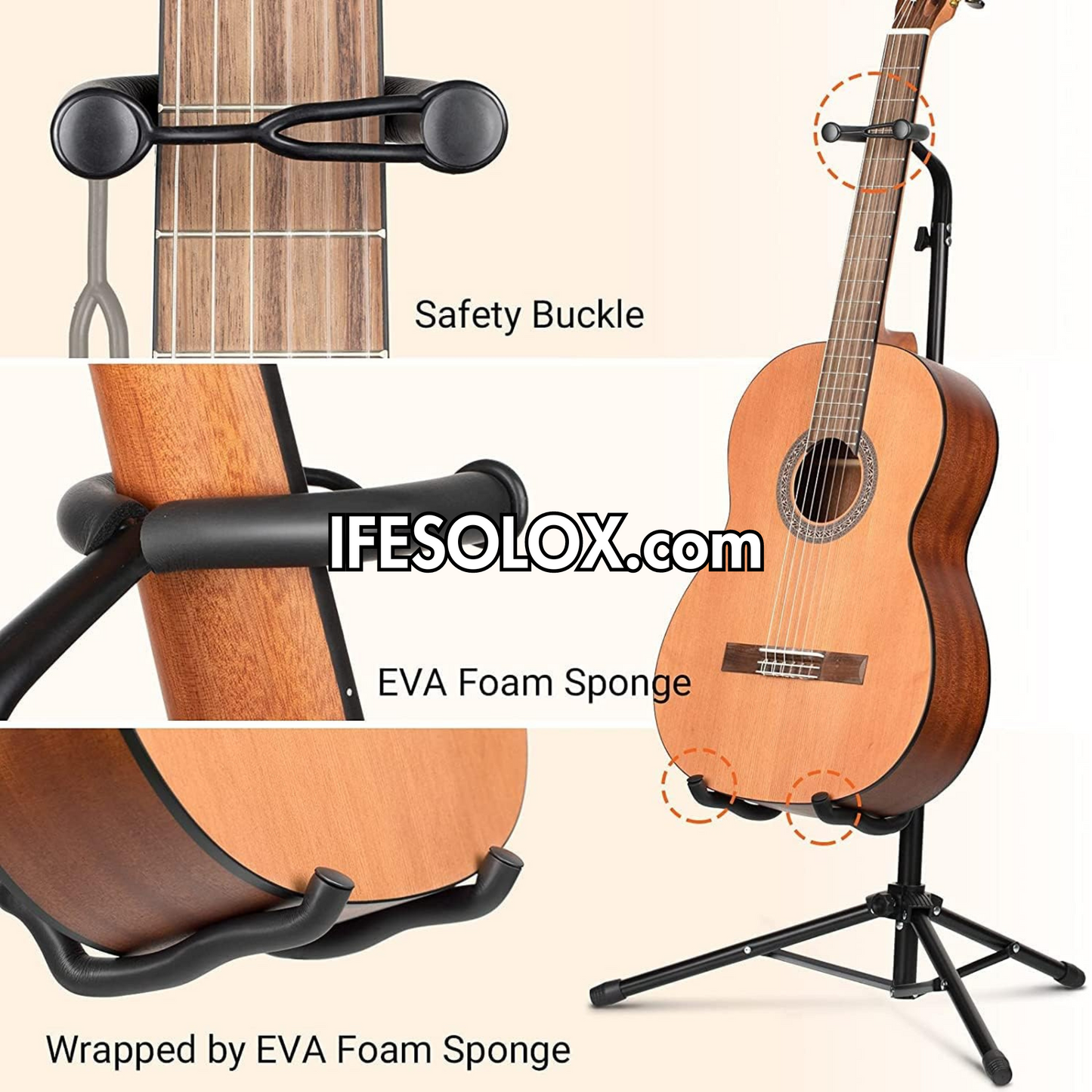 SLX Universal Guitar Stand with Neck Holder for Acoustic, Bass and Electric Guitars - Brand New