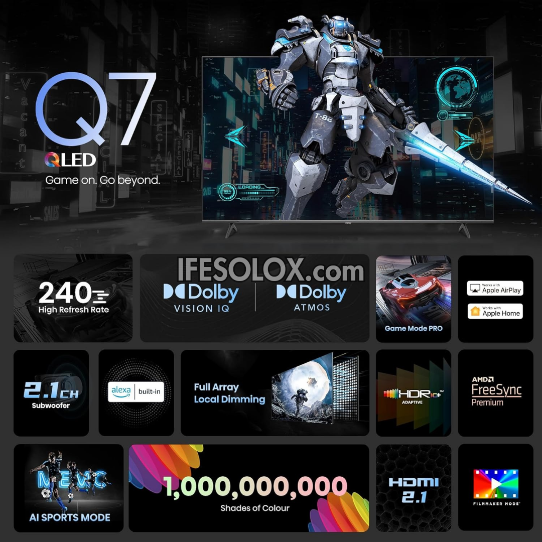 Hisense 100 pouces QLED 100Q7N Quantum HDR 144Hz Smart 4K UHD QLED TV + 1 an de garantie (support mural gratuit) - Tout neuf