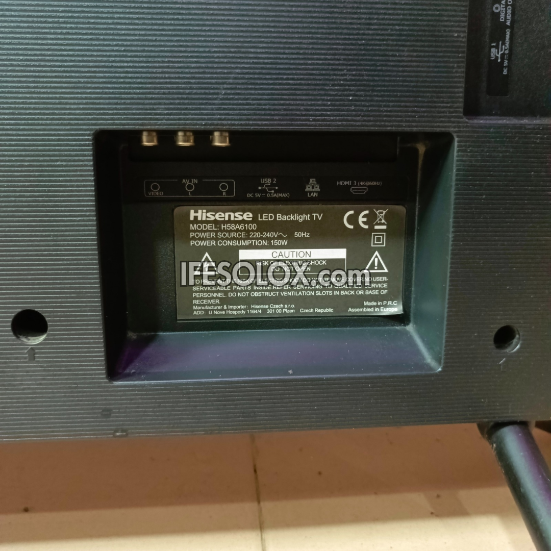 Hisense 58 inch 58A6100 VIDAA Smart 4K UHD TV (Built-in Wi-Fi, AnyView) - Foreign Used