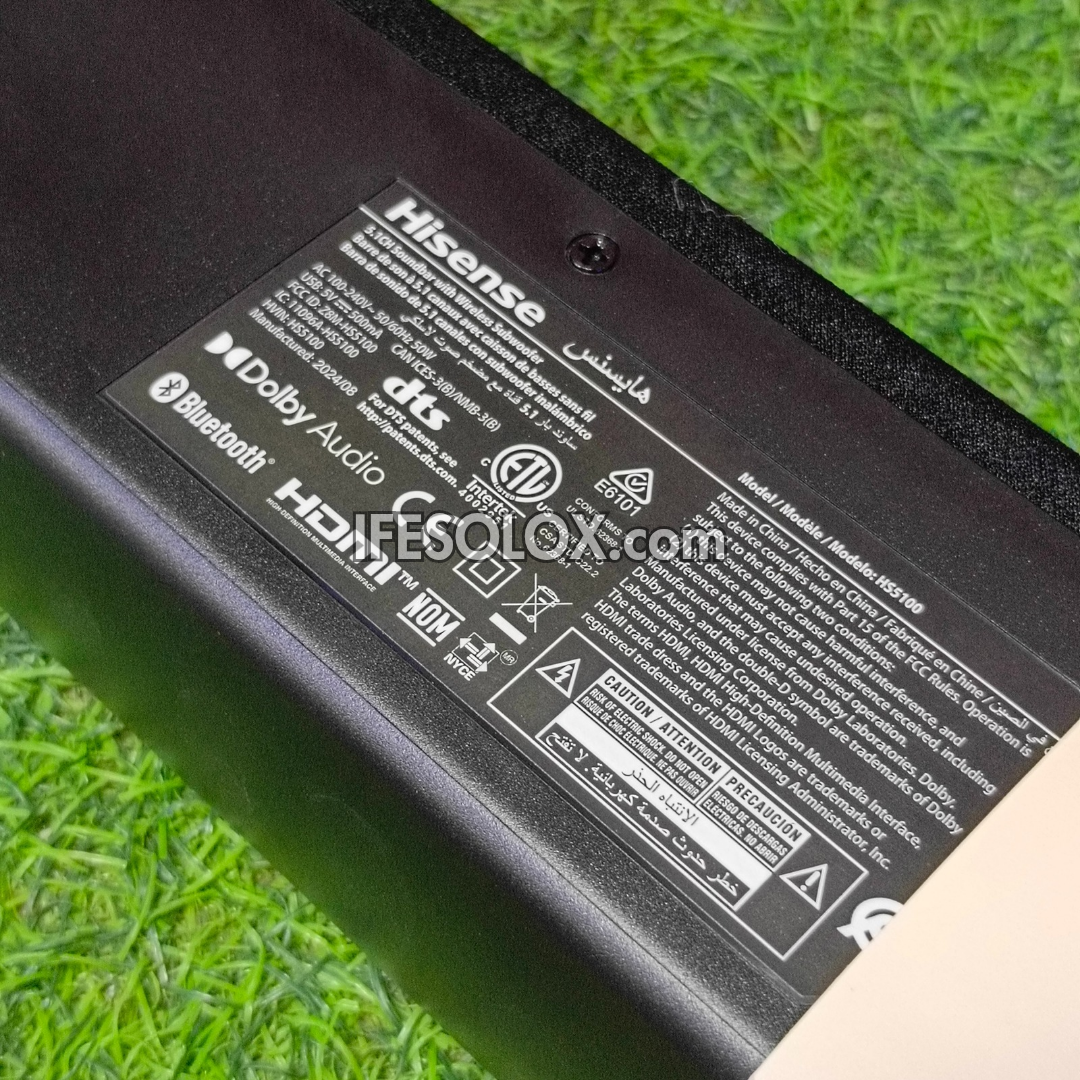 Hisense HS5100 5.1Ch 540W Bluetooth Sound Bar with Wireless Subwoofer and Rear Speakers - Brand New