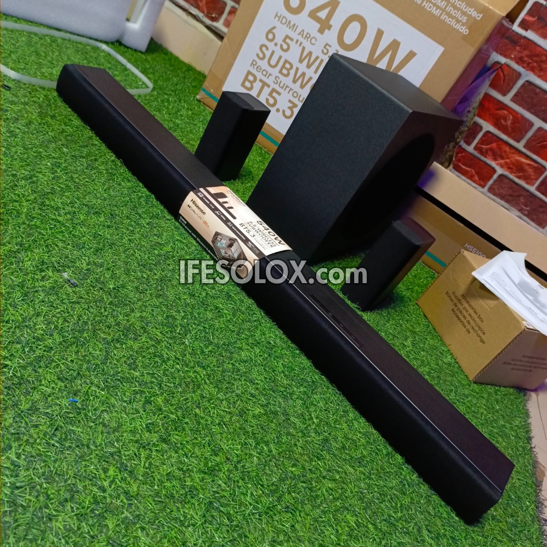 Hisense HS5100 5.1Ch 540W Bluetooth Sound Bar with Wireless Subwoofer and Rear Speakers - Brand New