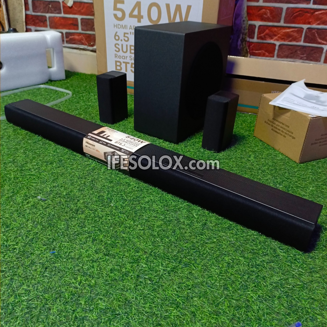 Hisense HS5100 5.1Ch 540W Bluetooth Sound Bar with Wireless Subwoofer and Rear Speakers - Brand New