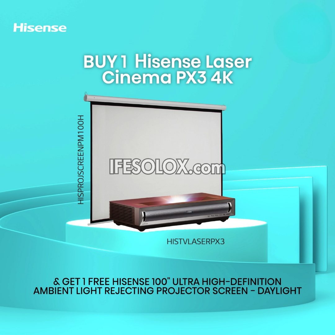 Hisense PX3 80" - 150" Trichroma 4K UHD Triple-Laser Ultra Short Throw Projector + 100 inch Projector Screen - Brand New