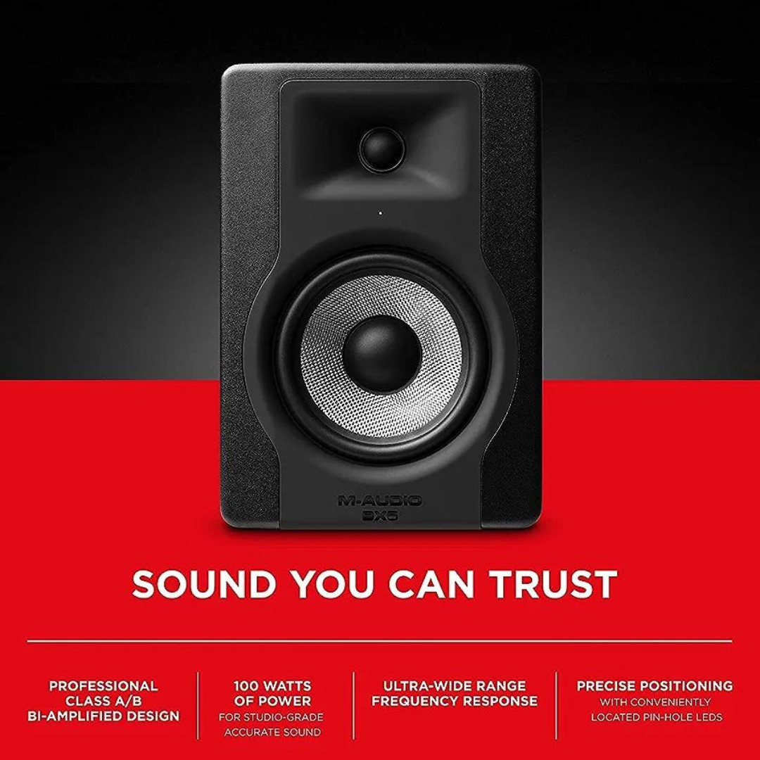 M-Audio BX5 Dual (2-Way) 100W 5" Active Studio Monitor Speaker for Music Production and Mixing - Brand New