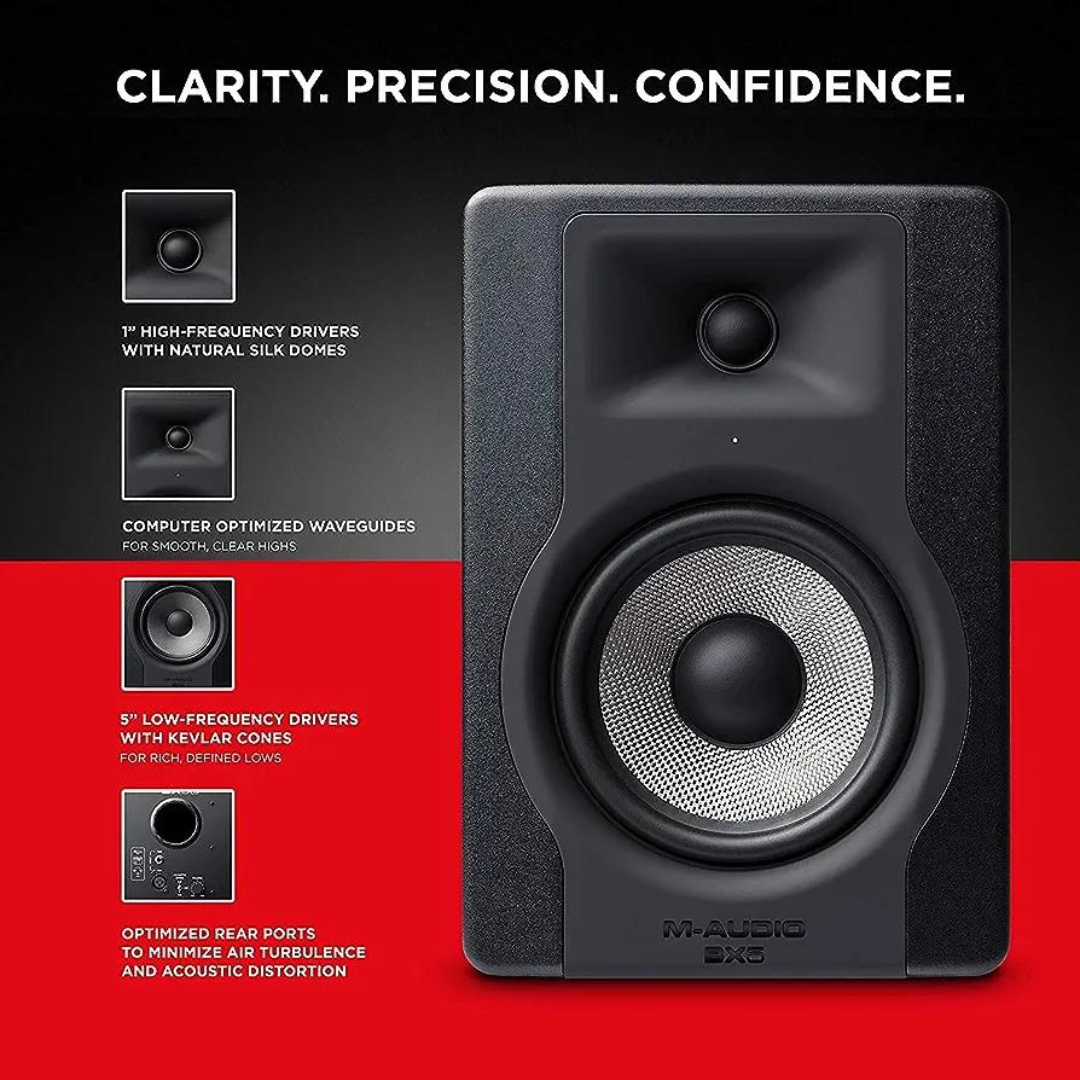 M-Audio BX5 Dual (2-Way) 100W 5" Active Studio Monitor Speaker for Music Production and Mixing - Brand New