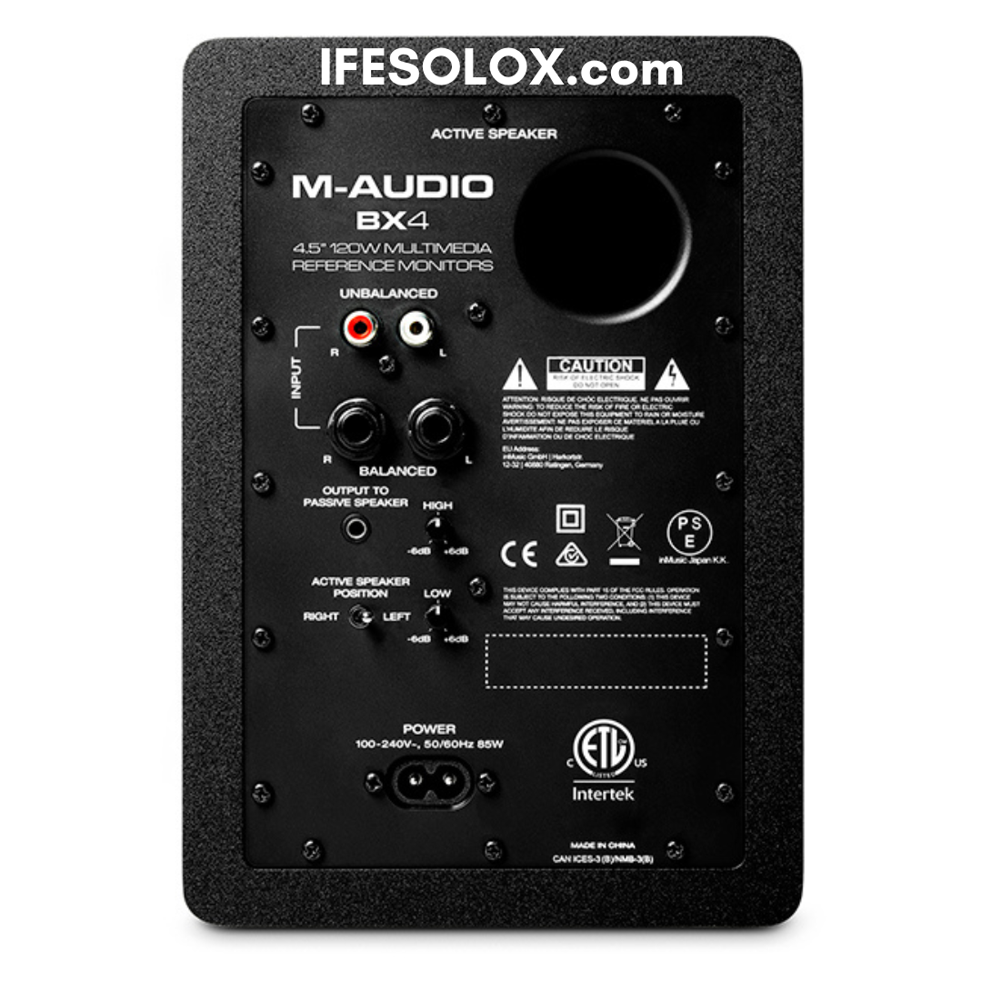 M-Audio BX4 Dual (2-Way) 120W 4.5" Powered Studio Reference Monitor Speakers - Brand New