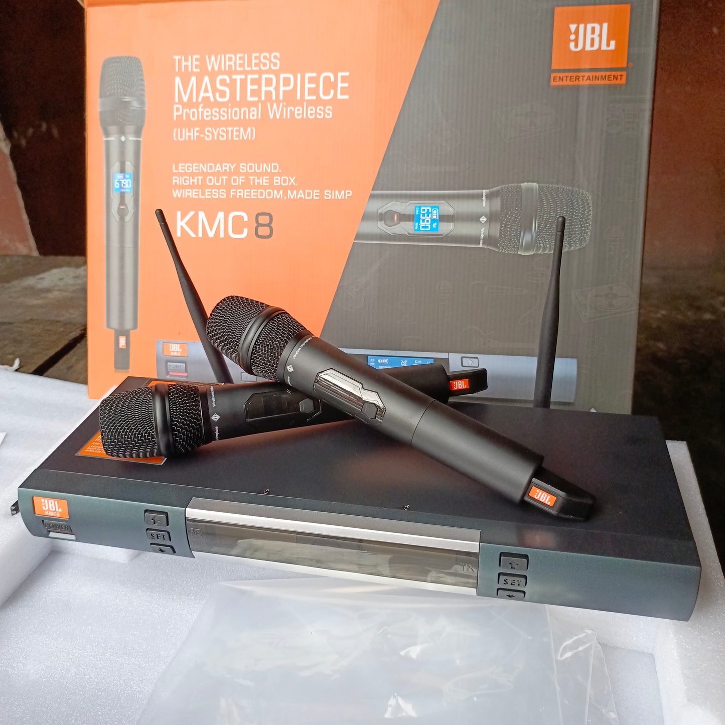 JBL KMC8 Microphone numérique professionnel sans fil multicanal double (2 voies) (portée 300 m) - Tout neuf