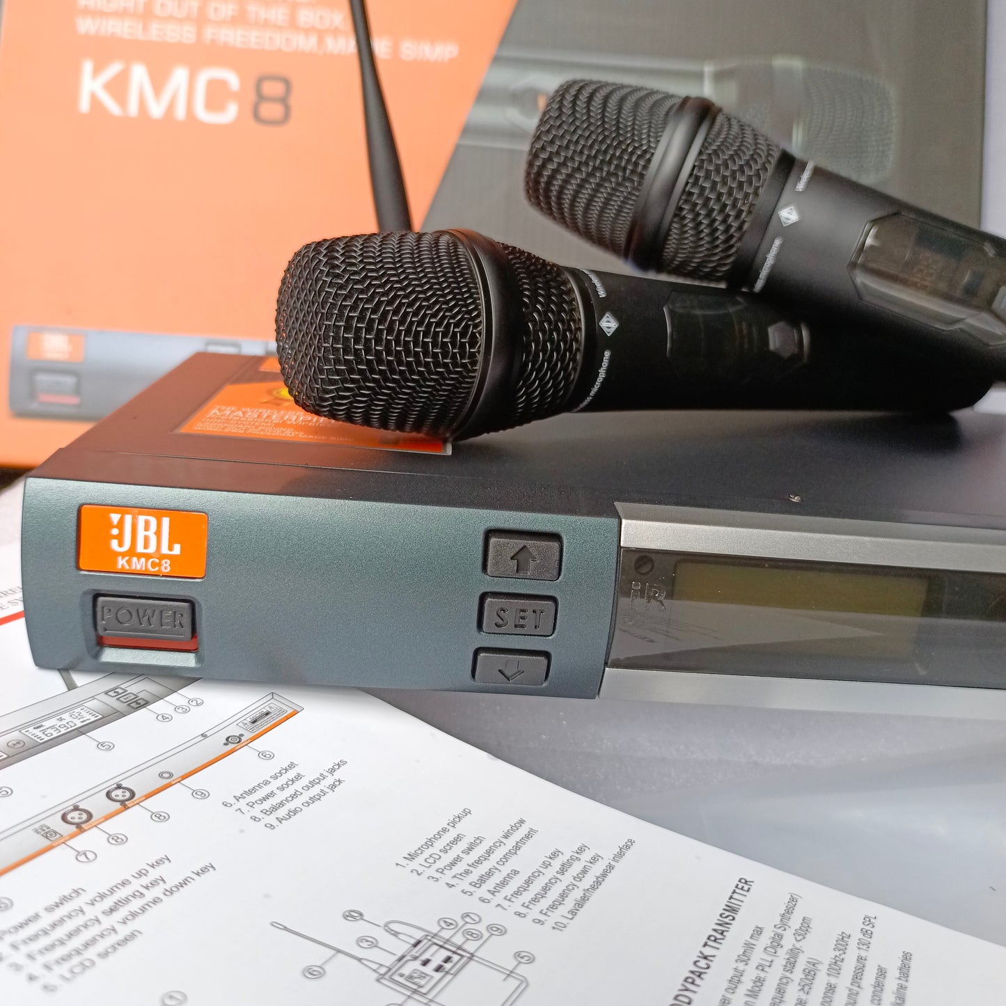 JBL KMC8 Microphone numérique professionnel sans fil multicanal double (2 voies) (portée 300 m) - Tout neuf