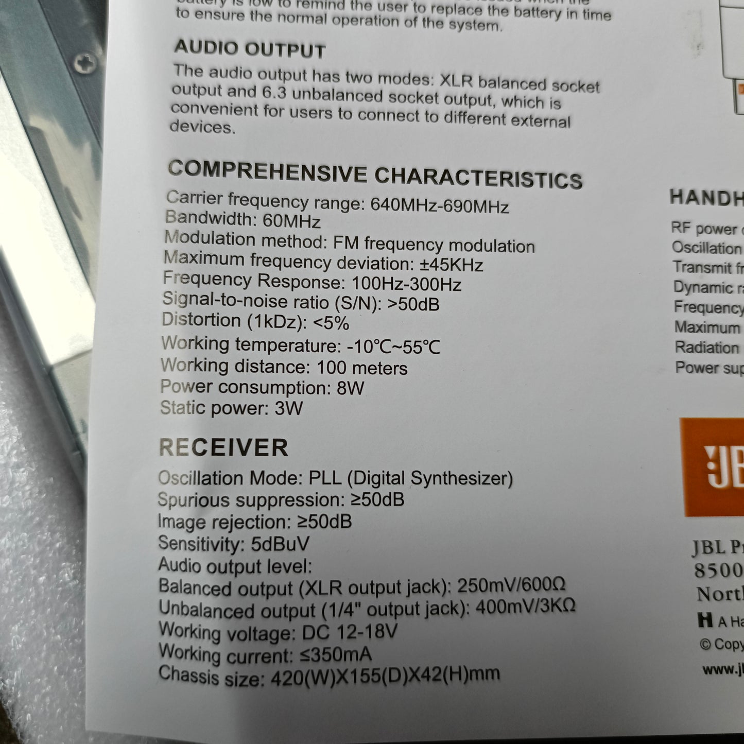 JBL KMC8 Microphone numérique professionnel sans fil multicanal double (2 voies) (portée 300 m) - Tout neuf