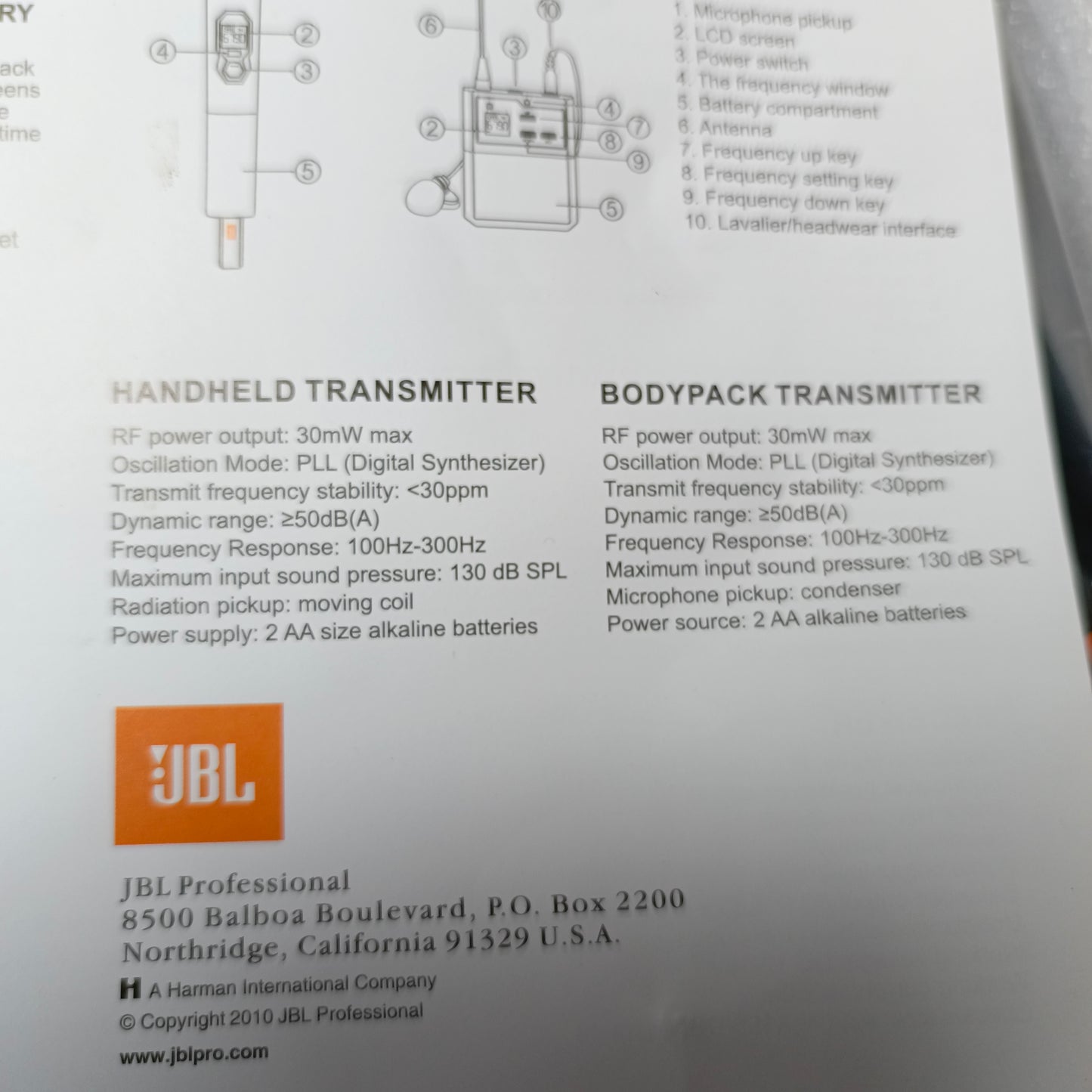 JBL KMC8 Microphone numérique professionnel sans fil multicanal double (2 voies) (portée 300 m) - Tout neuf