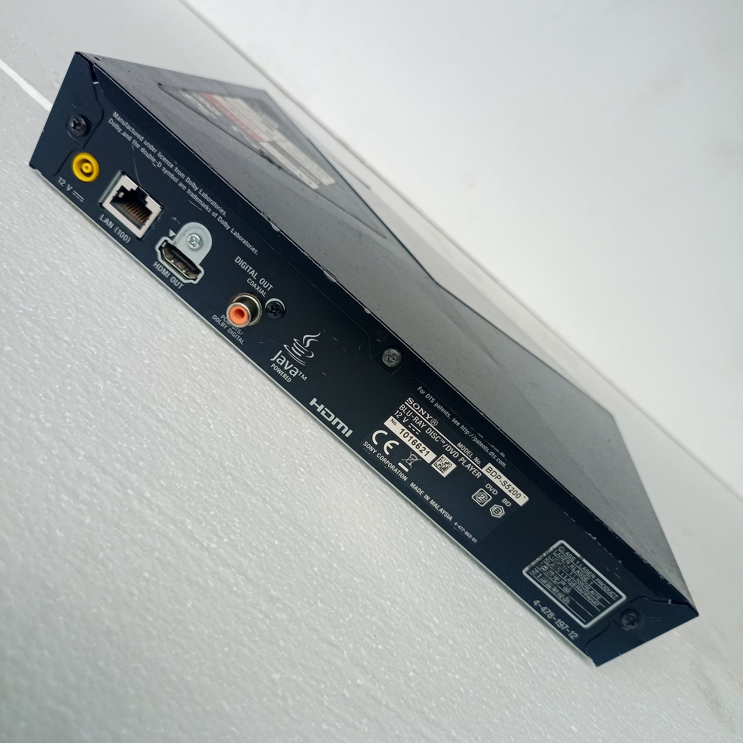Sony BDP-S5200 Smart 3D Blu-ray & DVD Player with Built-in WiFi, Miracast - Foreign Used