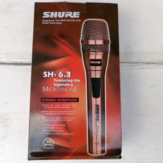 SHURE SH-6.3 Cardioid Dynamic Vocal Microphone - Brand New