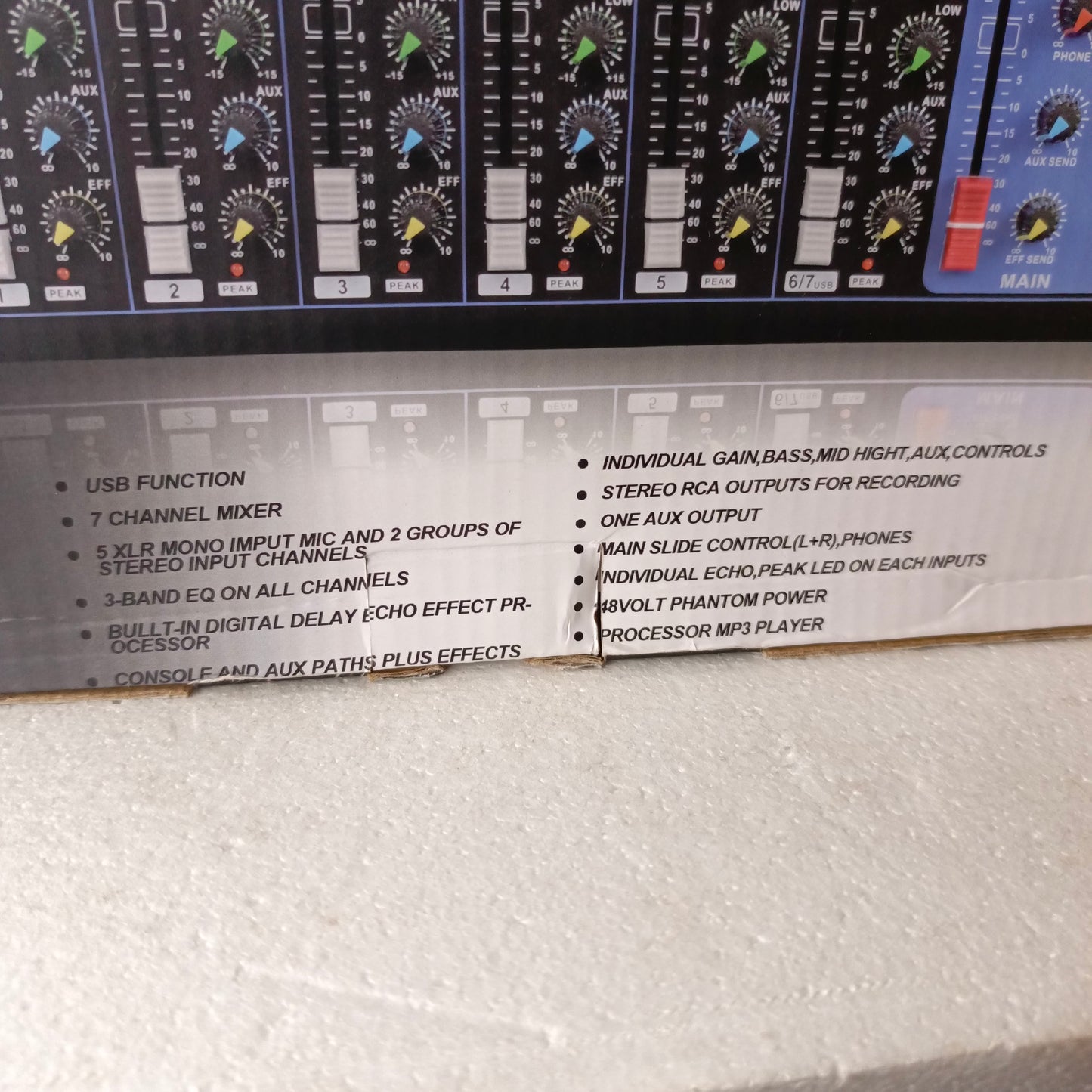 Professional F7 7-Channel Compact Stereo Mixer - feature lists