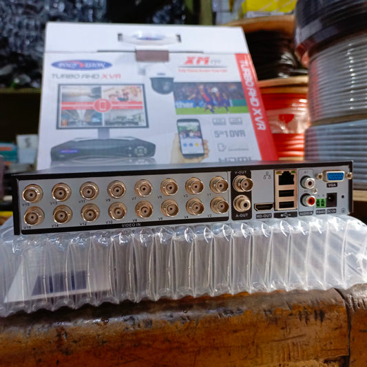 POLYVISION 16-Channel 5-in-1 High Definition DVR (Supports IP, AHD, CVI, HD, TVI cameras) - Back View