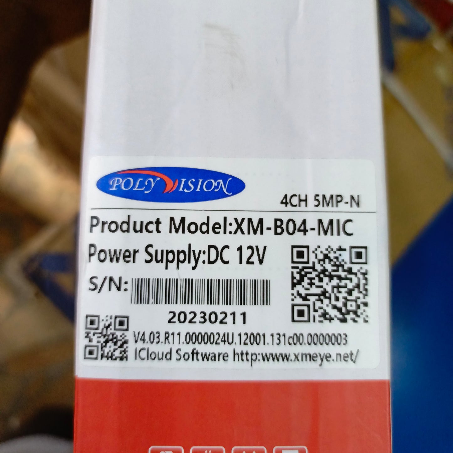 POLYVISION 4-Channel 5MP 5-in-1 High Definition DVR (Supports IP, AHD, CVI, HD, TVI cameras) - Model number sticker