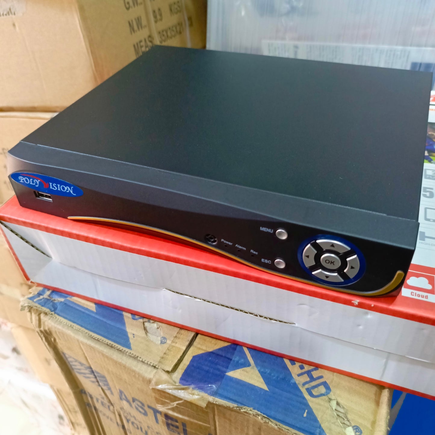 POLYVISION 4-Channel 5MP 5-in-1 High Definition DVR (Supports IP, AHD, CVI, HD, TVI cameras) - Front View