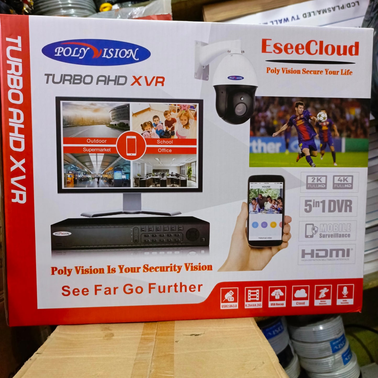 POLYVISION 24-Channel 5-in-1 High Definition DVR (Supports IP, AHD, CVI, HD, TVI cameras) - Carton View