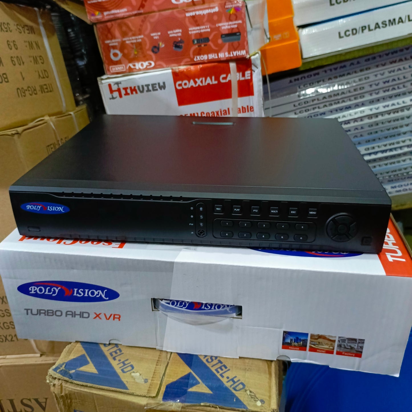 POLYVISION 24-Channel 5-in-1 High Definition DVR (Supports IP, AHD, CVI, HD, TVI cameras) - Front View