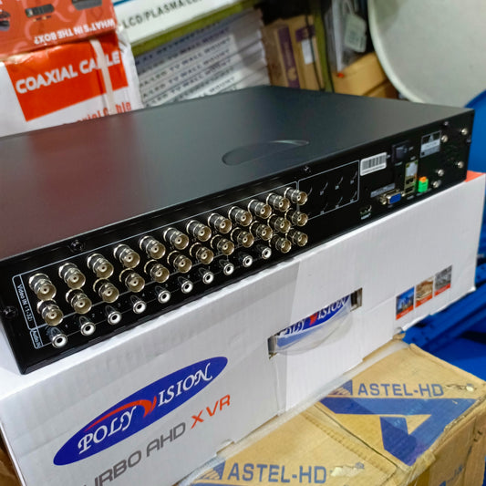 POLYVISION 24-Channel 5-in-1 High Definition DVR (Supports IP, AHD, CVI, HD, TVI cameras) - Back View