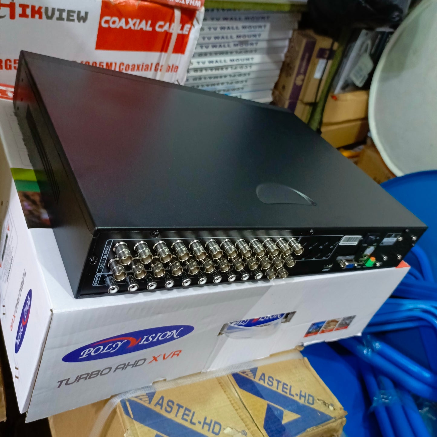 POLYVISION 24-Channel 5-in-1 High Definition DVR (Supports IP, AHD, CVI, HD, TVI cameras) - Top angle view