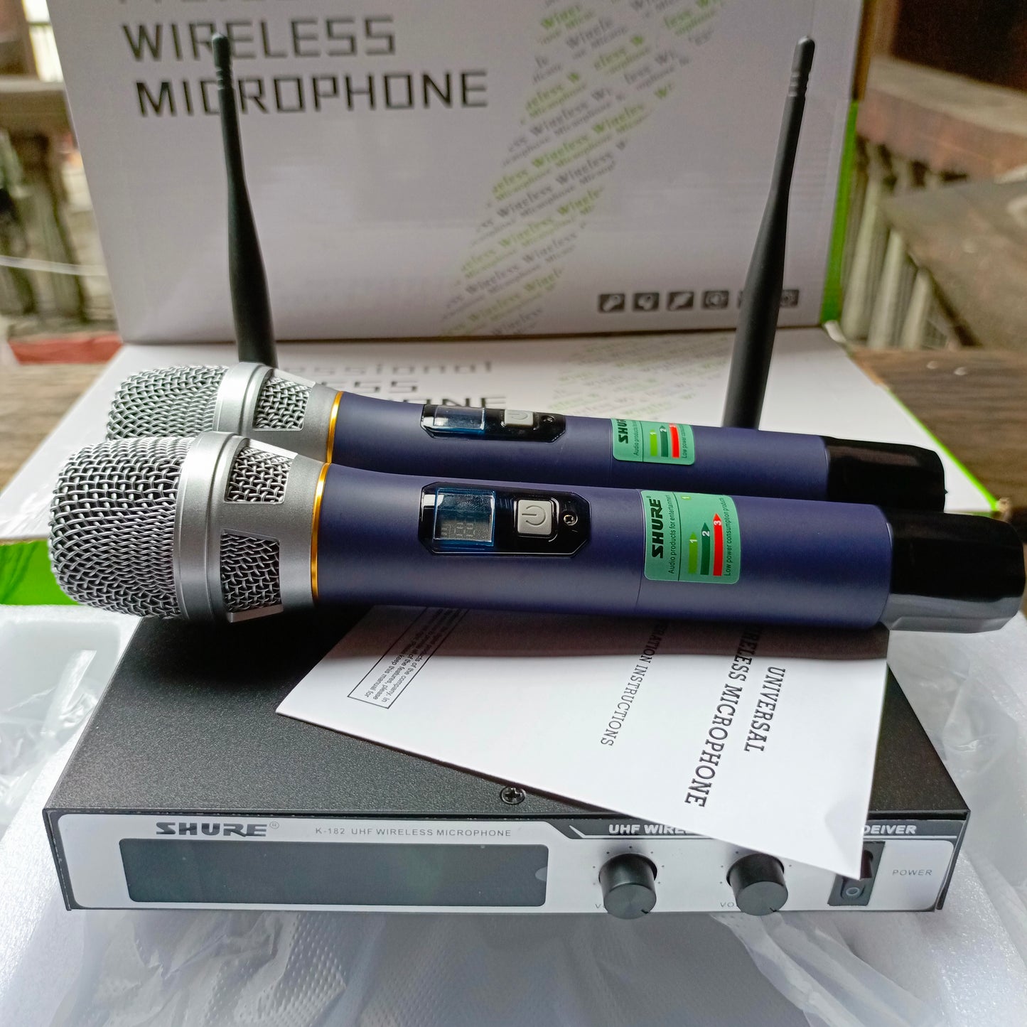 SHURE K-182 Rechargeable Dual (2-Way) Multi-channel Professional Wireless Microphone - Brand New