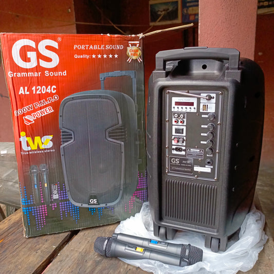 Grammar Sound AL1204C 12-inch Professional PA Multimedia Loudspeaker System with Dual Wireless Microphone - Brand New