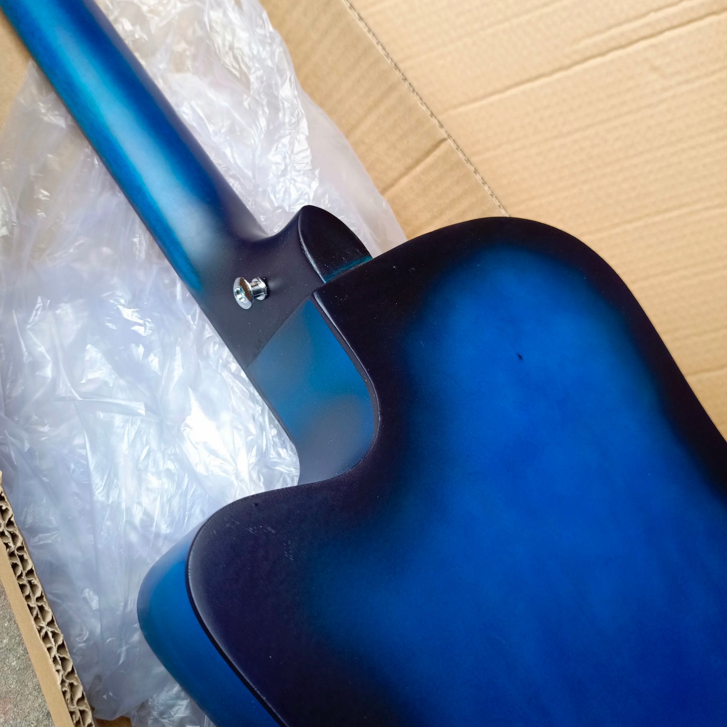 Classic 38" Blue Single-cut Acoustic Guitar with Belt and Bag - Brand New