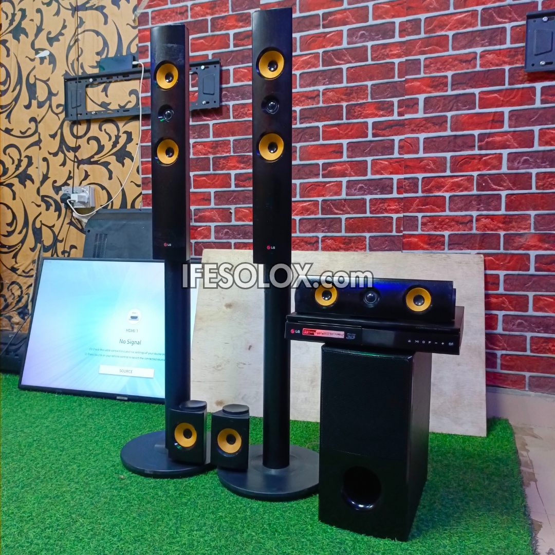 LG Standing 5.1Ch 1200W Bluetooth Blu-ray 3D DVD Tower Home Cinema System (USB, FM radio, Optical, HDMI out) - Foreign Used