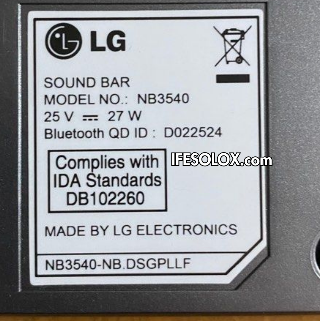LG NB3540 2.1Ch 320W High Resolution Bluetooth Sound Bar with Wireless Subwoofer - Foreign Used