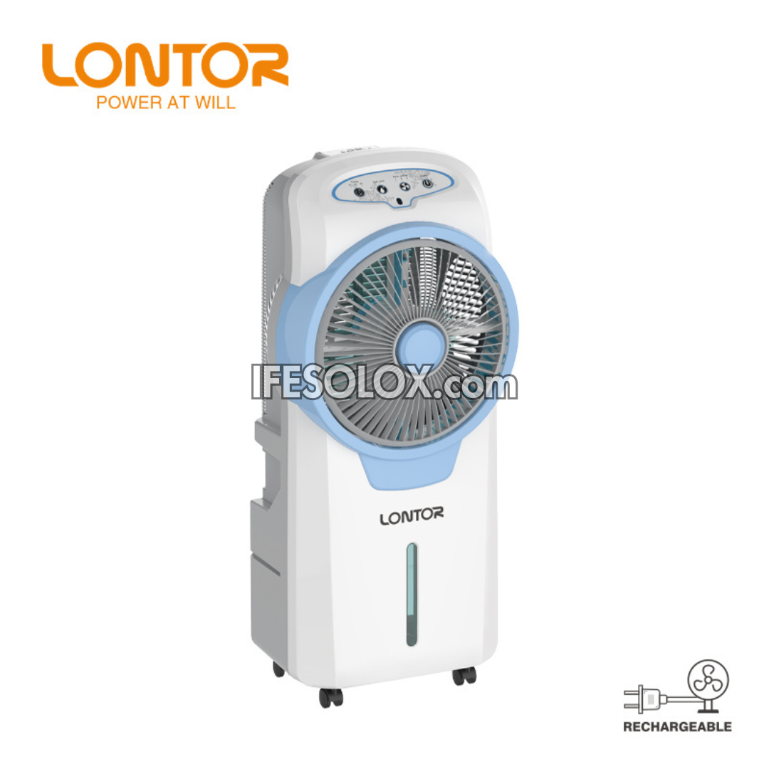 LONTOR 18" Rechargeable Solar Water Mist Air Cooler Fan with Remote - Brand New