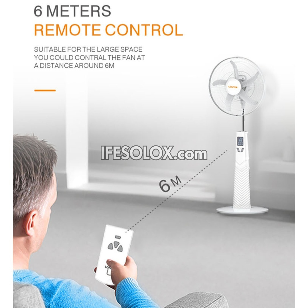LONTOR 18" Rechargeable Standing Solar Fan with 5-Blades and Harmonious Night Light (CTL-CF056WR-18U) - Brand New