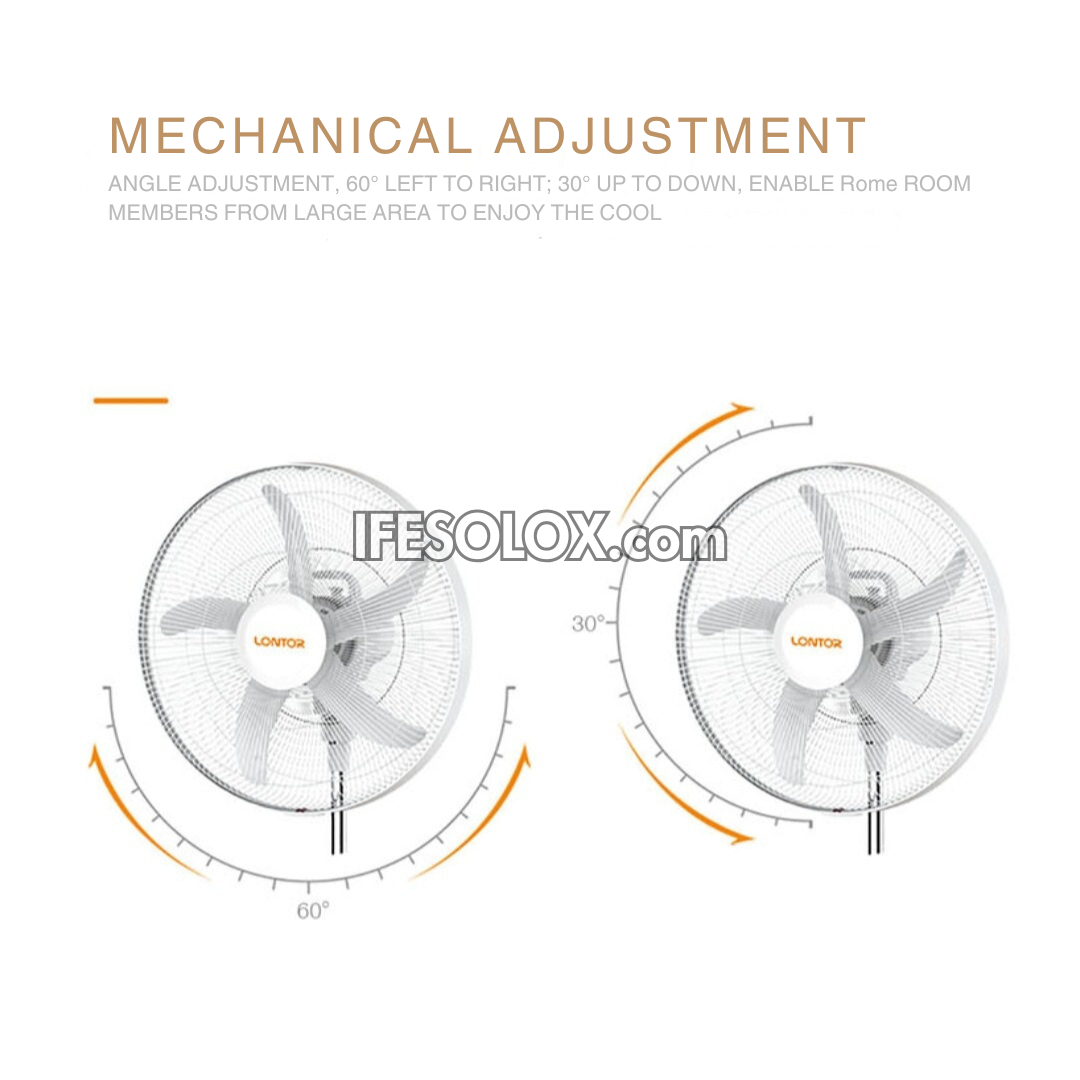 LONTOR 18" Rechargeable Standing Solar Fan with 5-Blades and Harmonious Night Light (CTL-CF056WR-18U) - Brand New