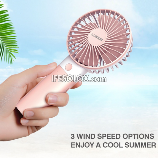 LONTOR 4" Rechargeable Portable Hand Fan with 4-Blades (CTL-MF008-4) - Brand New