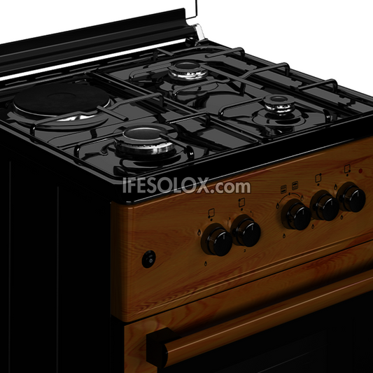 MAXI 60x60 (3+1) Oven Gas Cooker with 3 Gas Burners and 1 Electric Plate (IGL WOOD) - Brand New