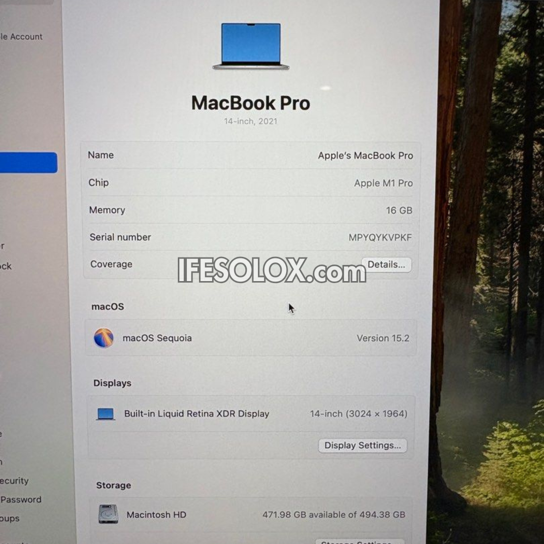 MacBook Pro 2021 14" Liquid Retina Display Laptop with Apple M1 Pro, 16GB DDR5 RAM, 512GB SSD - Foreign Used
