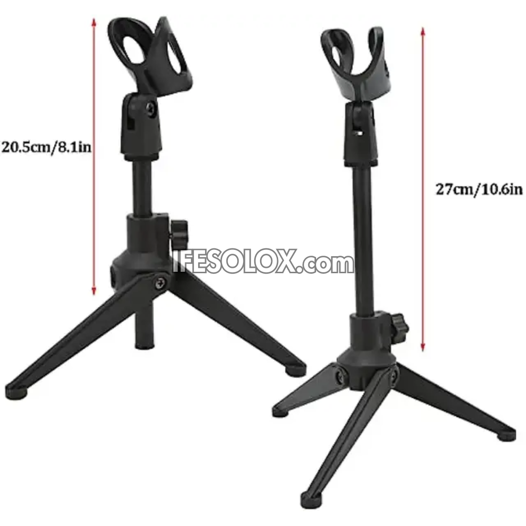 Low Profile Adjustable Height Microphone Stand with Tripod Base - Brand New