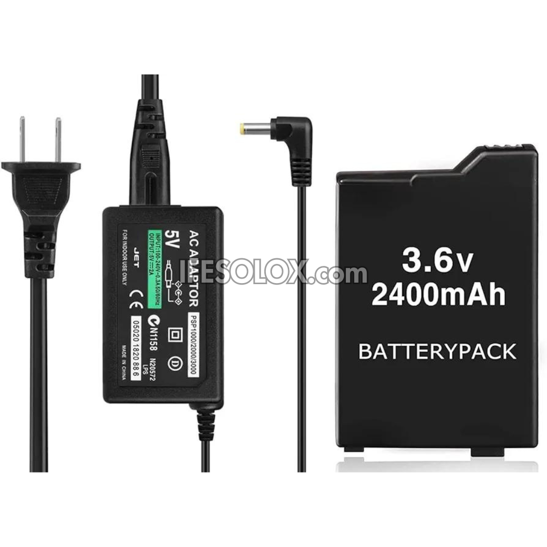 AC Adapter Power Charger and PSP Battery for Sony PSP 2000 and PSP 3000