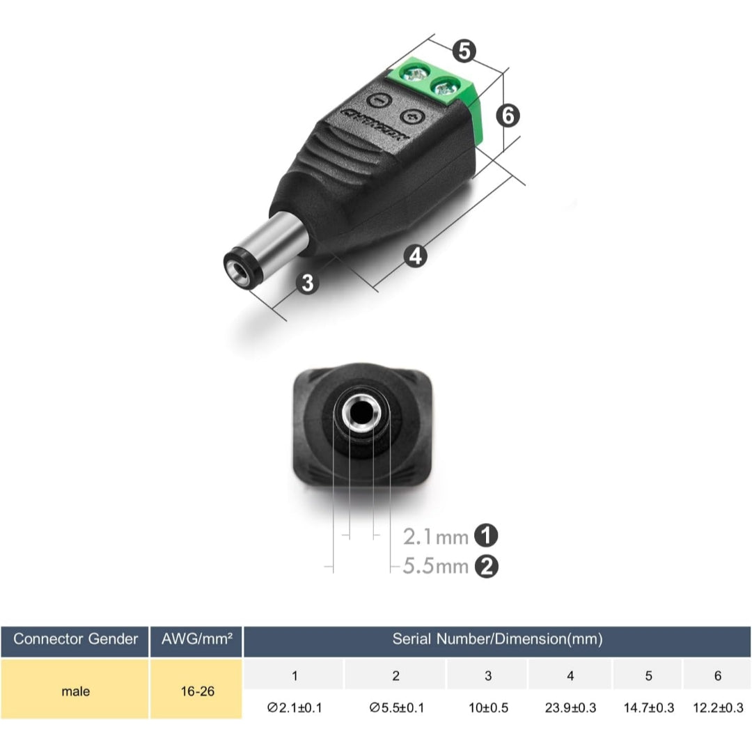 SLX Surveillance Camera CCTV DC male Power Connector - Brand New
