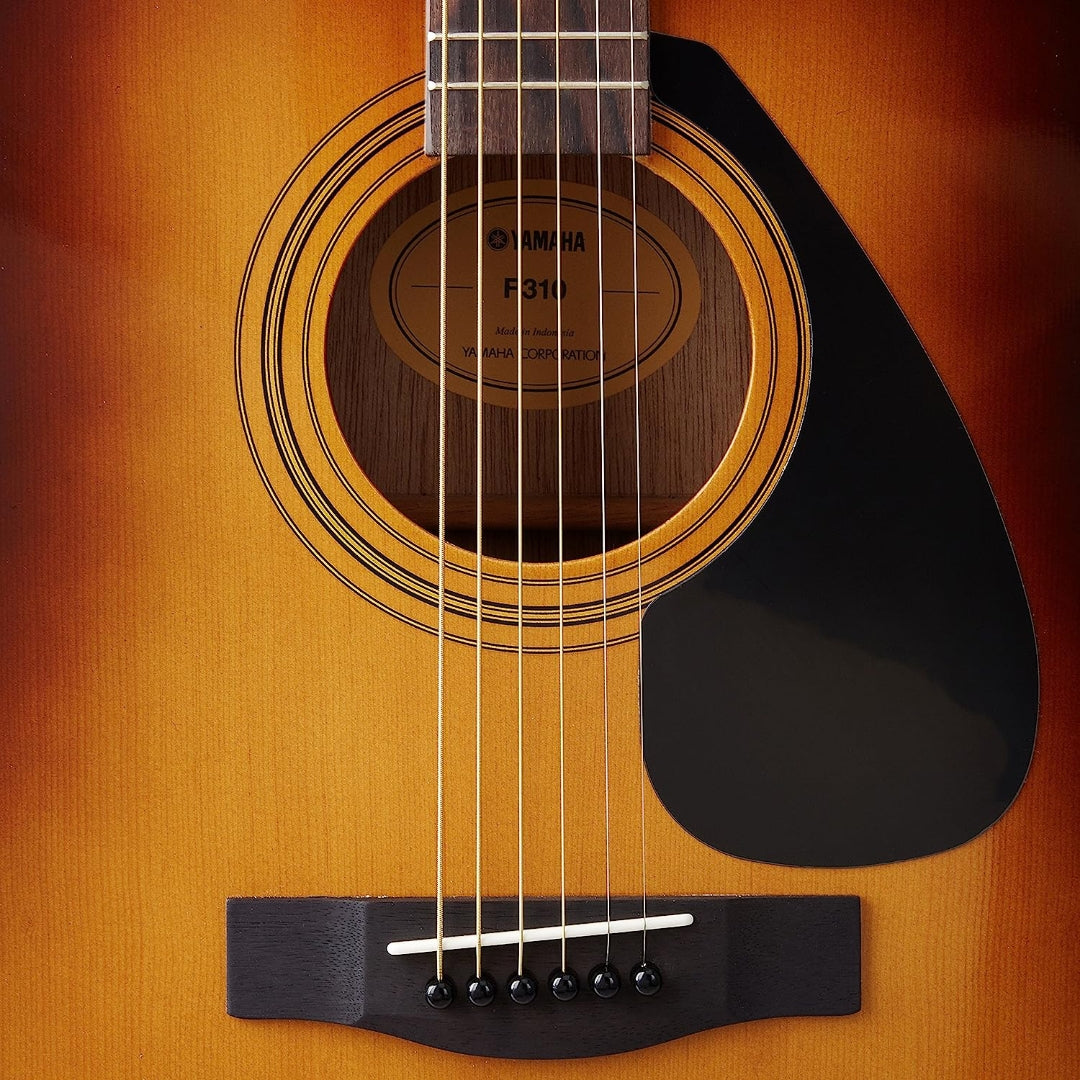 Yamaha 38" F310 Sunburst Steel String Full Size Acoustic Guitar - Body and strings view