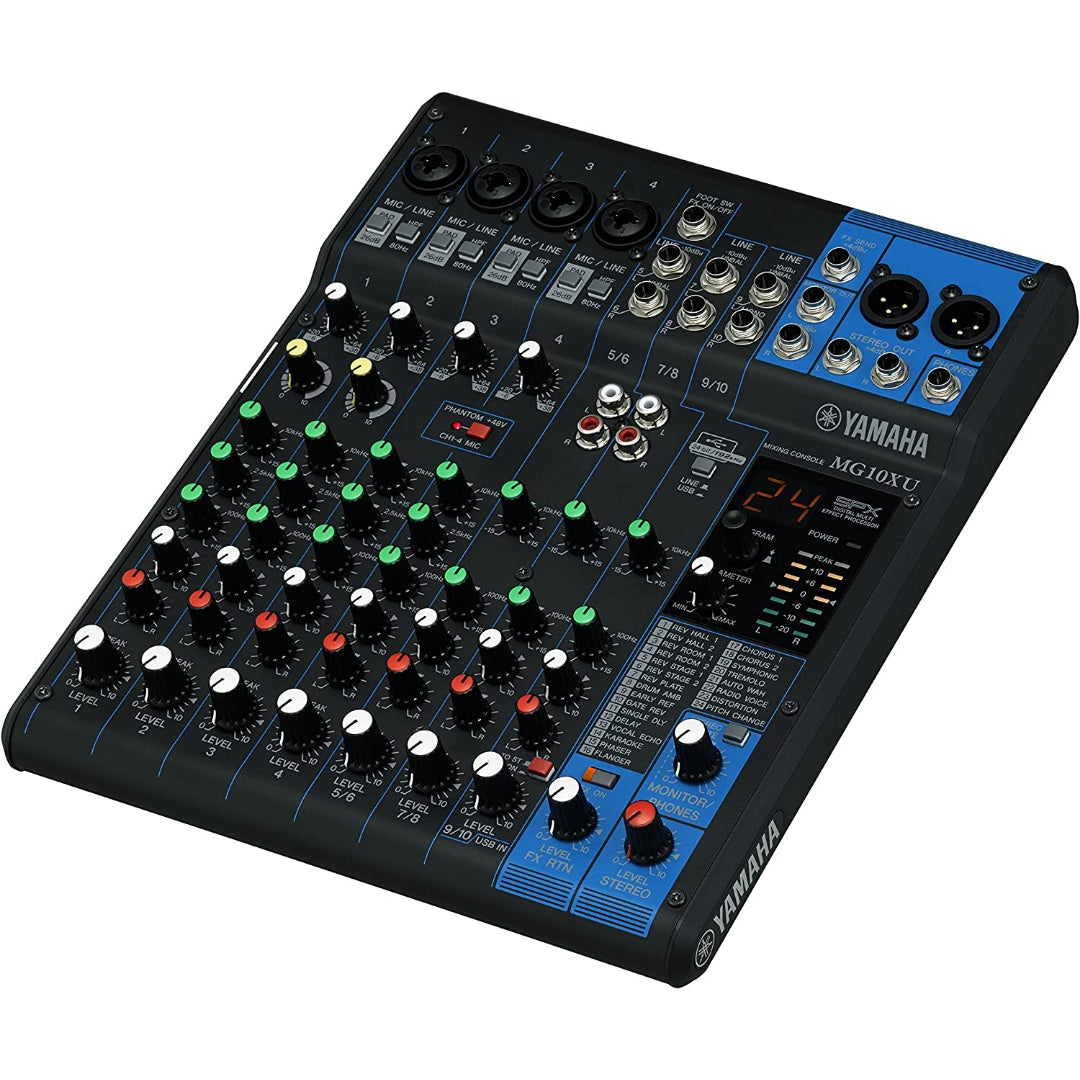 Yamaha MG10XU 10-Channel Powered Stereo Mixer With USB Interface and Effects - front Angle view
