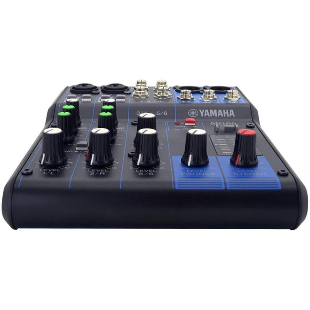 Yamaha MG06 6-Channel Compact Stereo Mixer - Tilted angle view