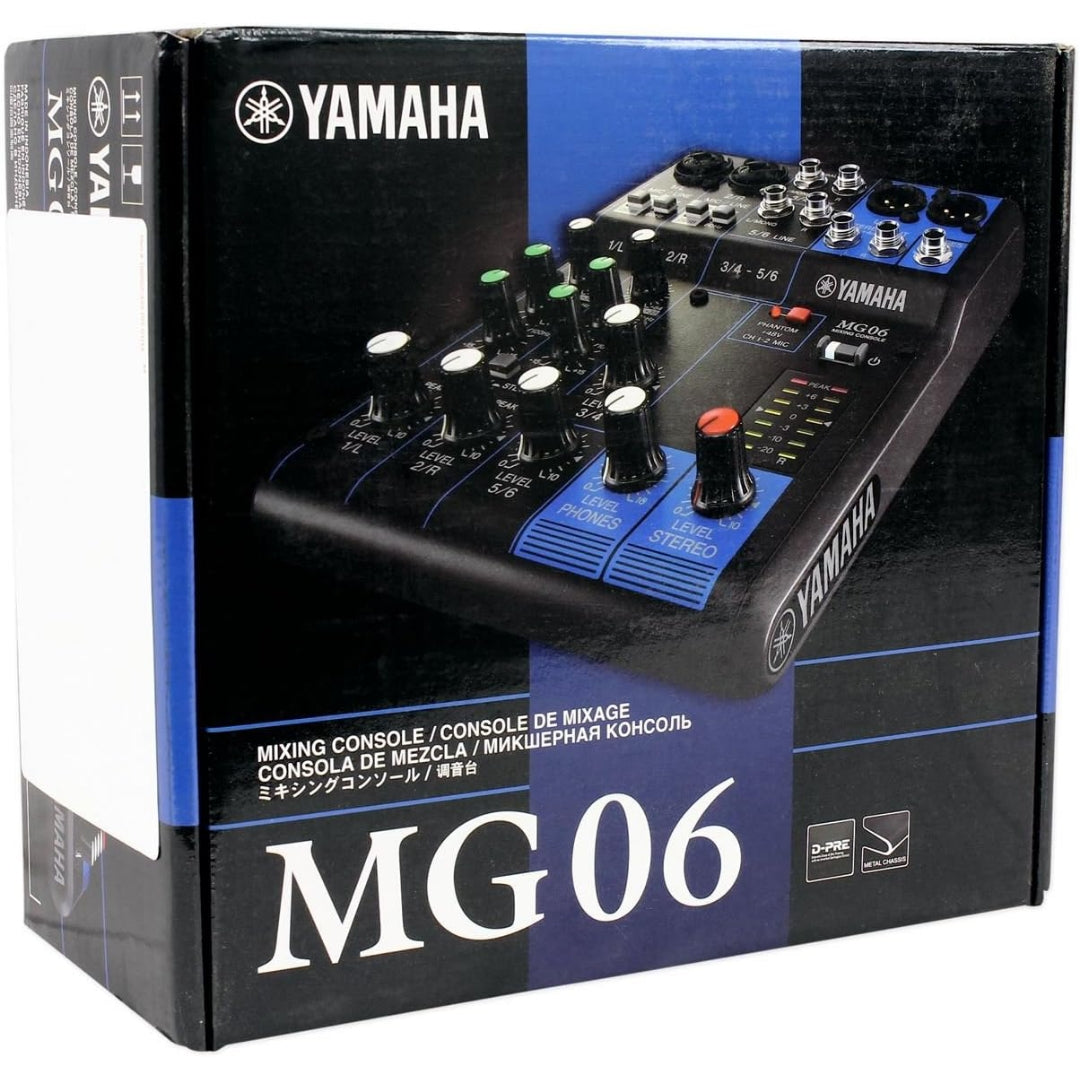 Yamaha MG06 6-Channel Compact Stereo Mixer in the carton