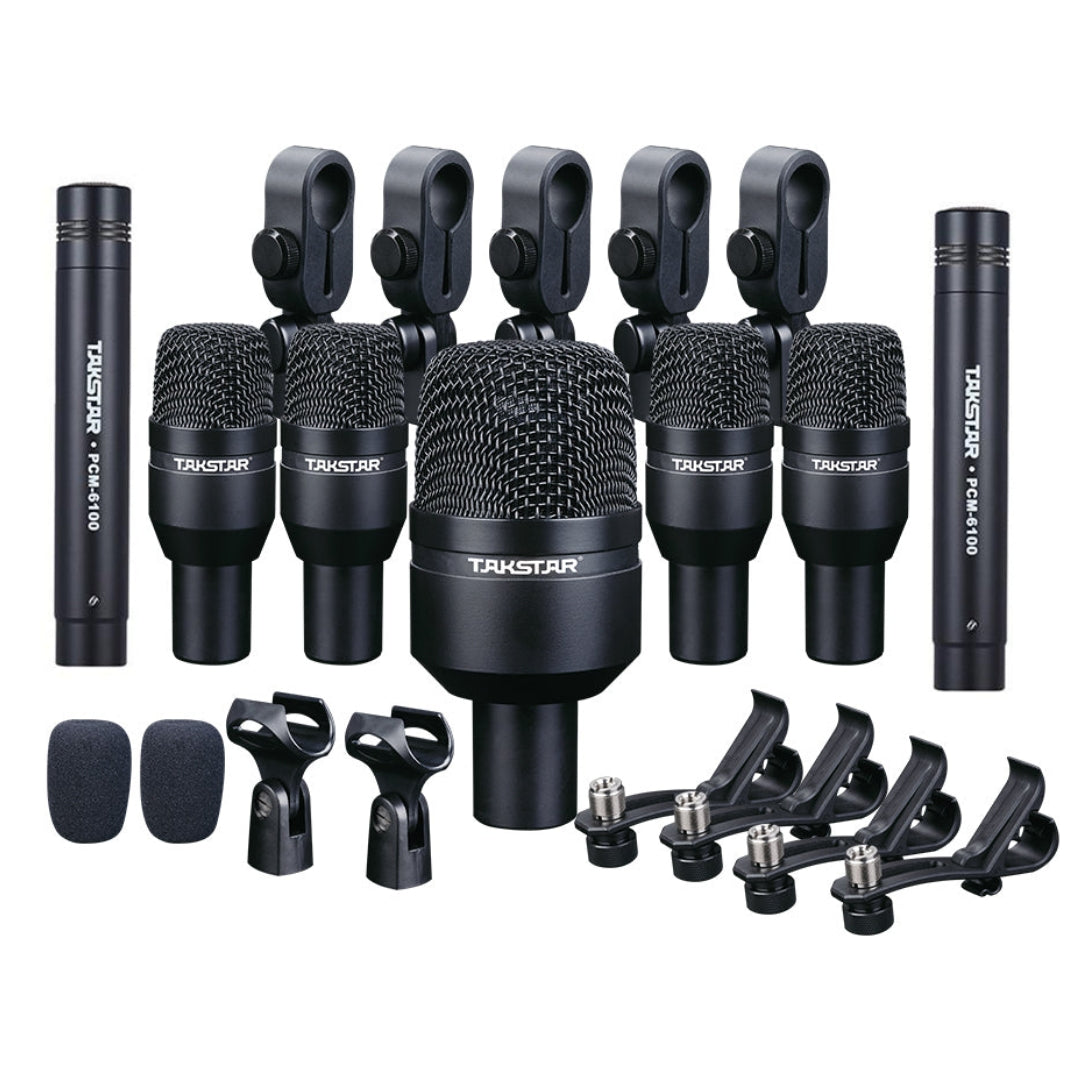 TAKSTAR DMS-D7 7-Piece Drum Instruments Microphone Set with Mic Holders, Clamps and Hard Case - Brand New