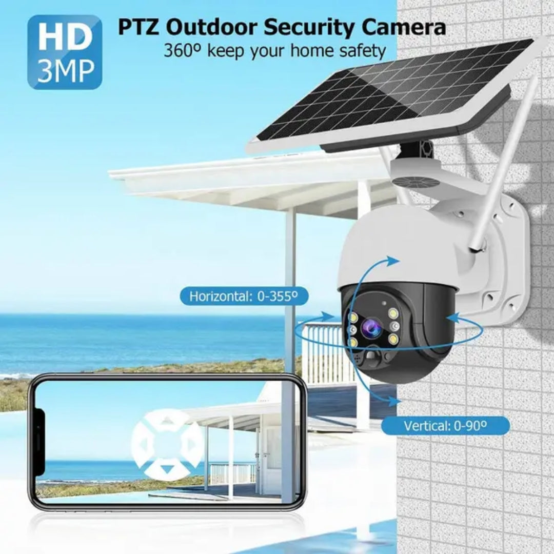 SLX Smart WiFi Solar PTZ IP Camera (3.6mm 3MP Lens) with 4G SIM support, 2-Way Audio and Night Vision - Brand New