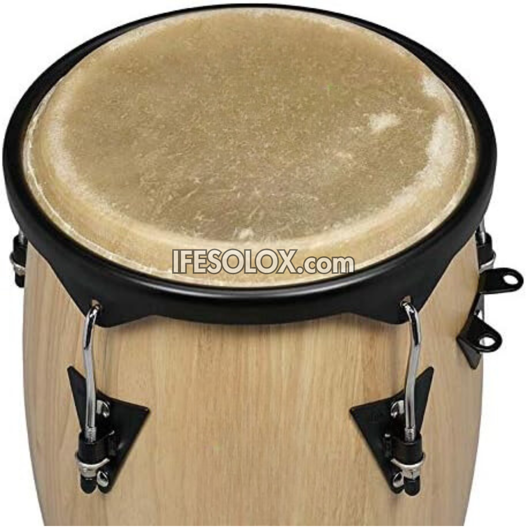 Premium 28-inch Conga Drum Set with Natural Satin Finish and a Height Adjustable Tripod Stand - Brand New