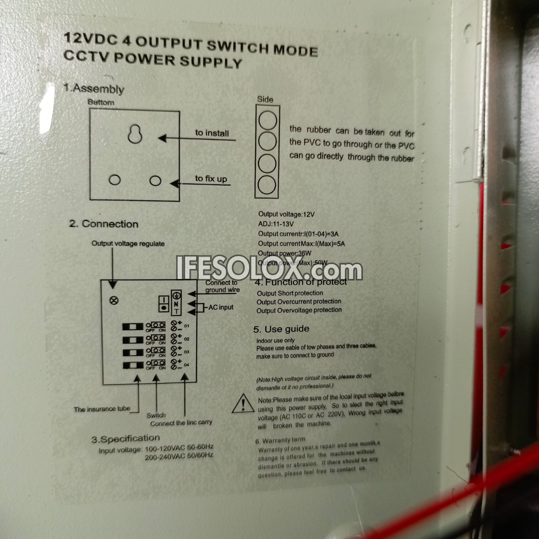 Professional 4-Way 12V DC CCTV Power Supply Box with Individual Fuse - Brand New