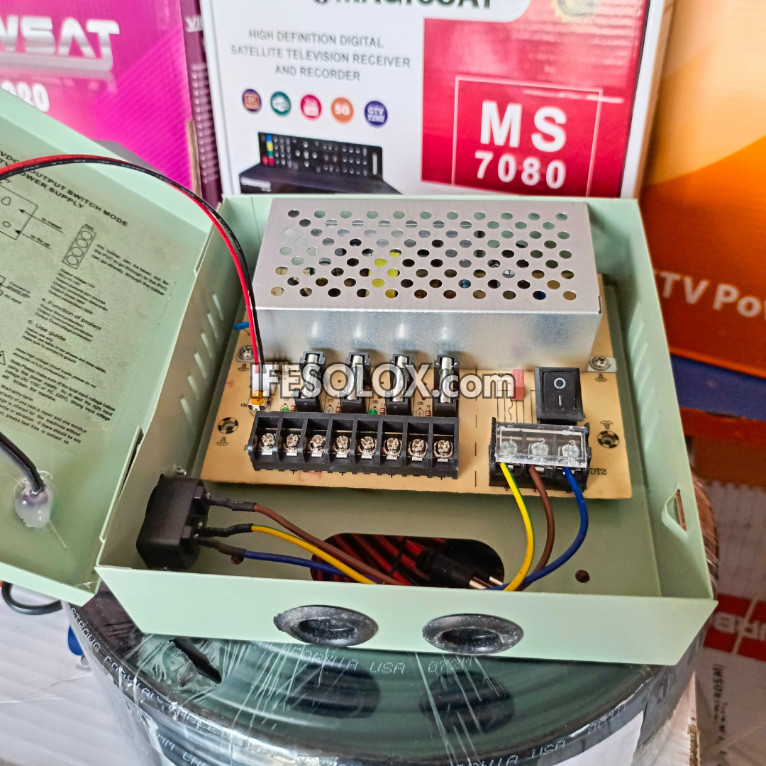 Professional 4-Way 12V DC CCTV Power Supply Box with Individual Fuse - Brand New